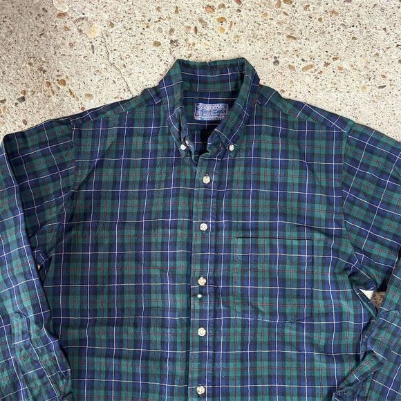 Pendleton Men's XL Vintage 70s Wool Plaid Button-Up Shirt Green - Picture 3 of 4